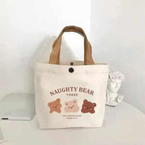 🌟 Adorable Bear Mini Tote Bag 🐻✨ - Perfect Lunch Companion for Stylish Students & Trendsetters! 🍱💖