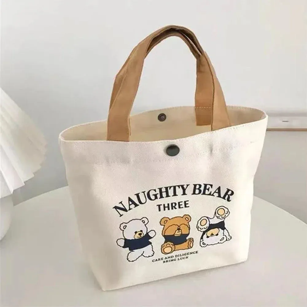 🌟 Adorable Bear Mini Tote Bag 🐻✨ - Perfect Lunch Companion for Stylish Students & Trendsetters! 🍱💖