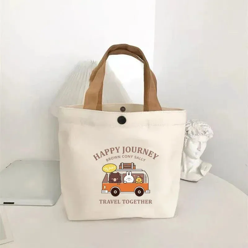 🌟 Adorable Bear Mini Tote Bag 🐻✨ - Perfect Lunch Companion for Stylish Students & Trendsetters! 🍱💖