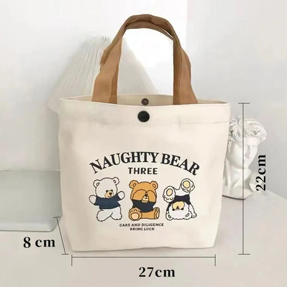 🌟 Adorable Bear Mini Tote Bag 🐻✨ - Perfect Lunch Companion for Stylish Students & Trendsetters! 🍱💖