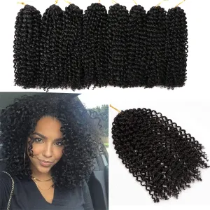 10 Inch Short Passion Twist Hair 8 Bundles Marlybob Kinky Curly Crochet Hair for Black Women Jerry Curly Braiding Hair (8Bundles10 Inch, 1b#)