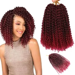 10 Inch Short Passion Twist Hair Marlybob Crochet 8Bundles Kinky Curly Braids Jerry (8Bundles10 Inch, 1B/Burgundy)