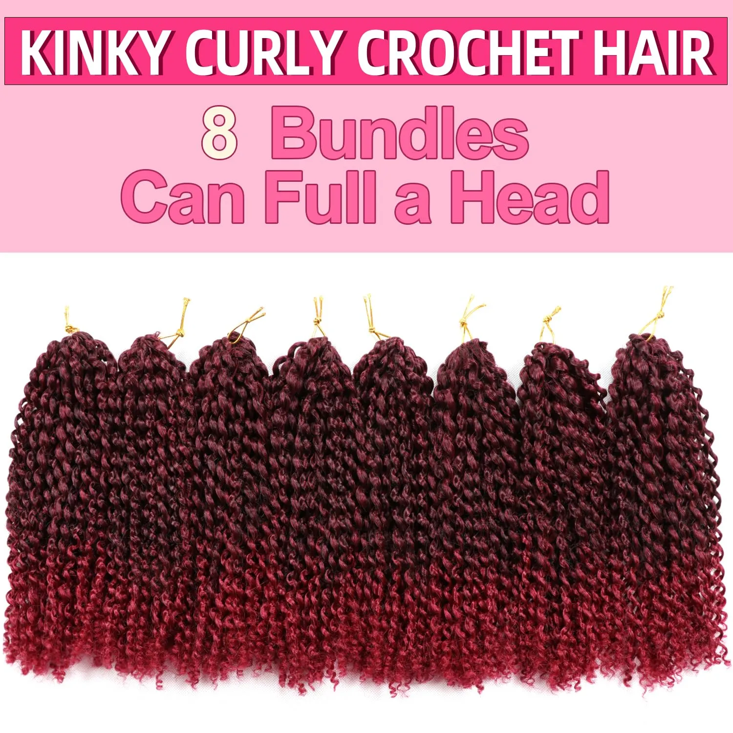 10 Inch Short Passion Twist Hair Marlybob Crochet 8Bundles Kinky Curly Braids Jerry (8Bundles10 Inch, 1B/Burgundy)