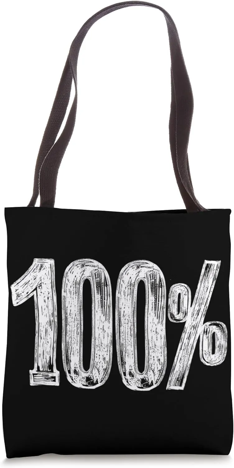 100% 100 Bold Grunge Style Percentage Symbol Design Tote Bag