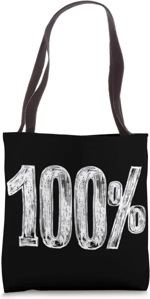 100% 100 Bold Grunge Style Percentage Symbol Design Tote Bag
