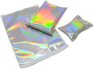 100Pcs Poly Mailers Holographic Metallic Aluminum Foil Glitter Bag Shipping Envelopes Mailing Self Sealing Envelope Packaging Pouches Mylar Bags Storage Bags 4.5×6.5in (11.5×16.5cm)
