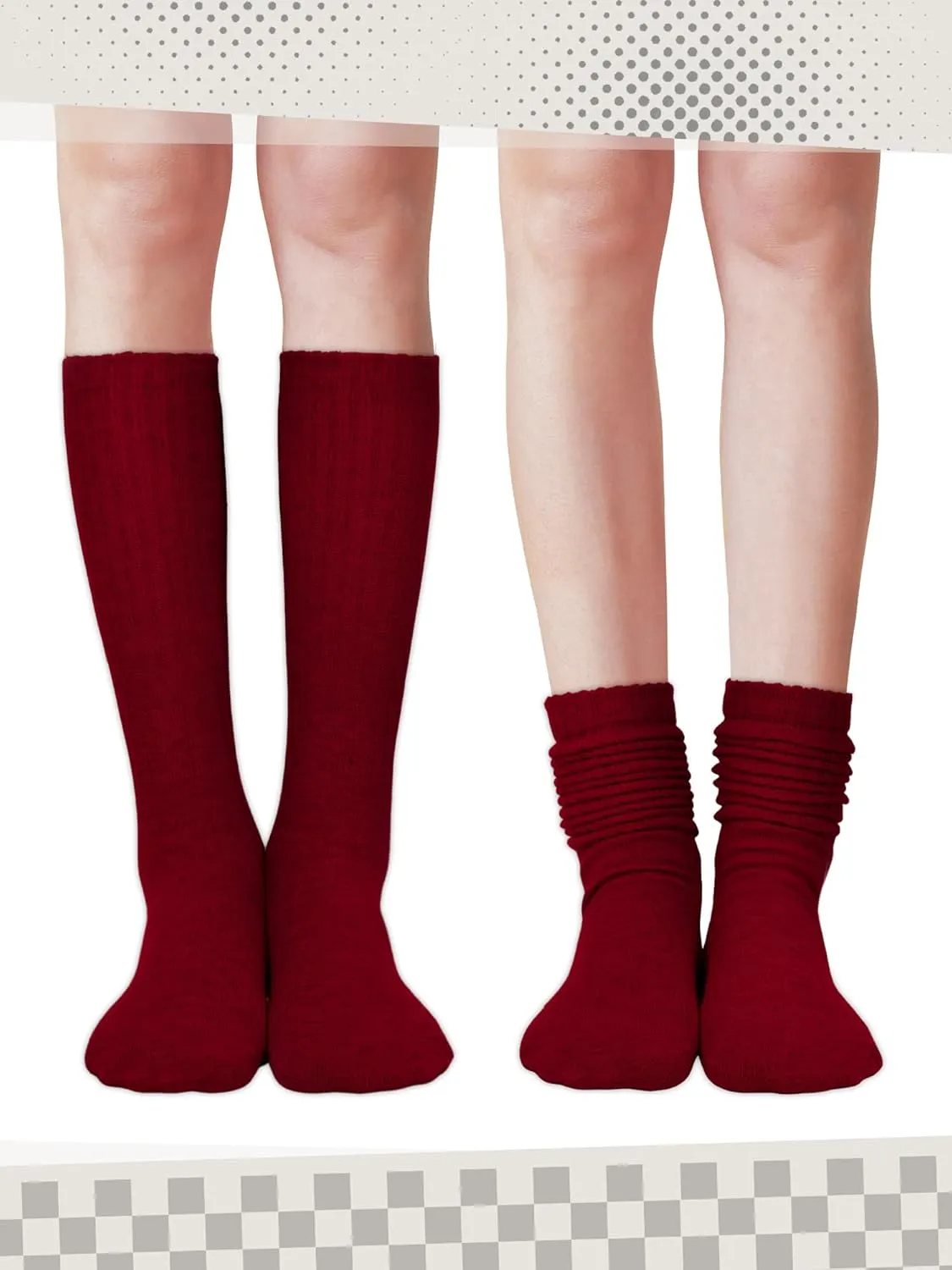 12 Pairs Women Slouch Socks Bulk Cotton Scrunch Stacked Boot Socks for Women Girls