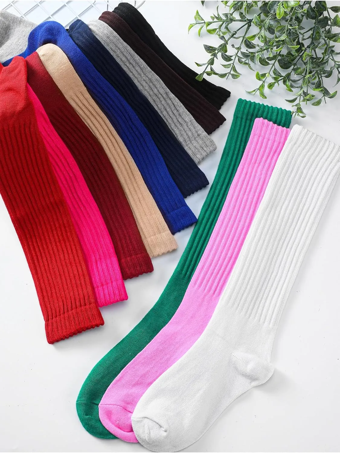 12 Pairs Women Slouch Socks Bulk Cotton Scrunch Stacked Boot Socks for Women Girls
