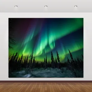12x10ft Northern Lights Photography Backdrop Aurora Borealis Arctic Snow-Capped Mountains Forest Photo Backdrop Norway Winter Natural Landscape Kids Travel Party Birthday Background Decor