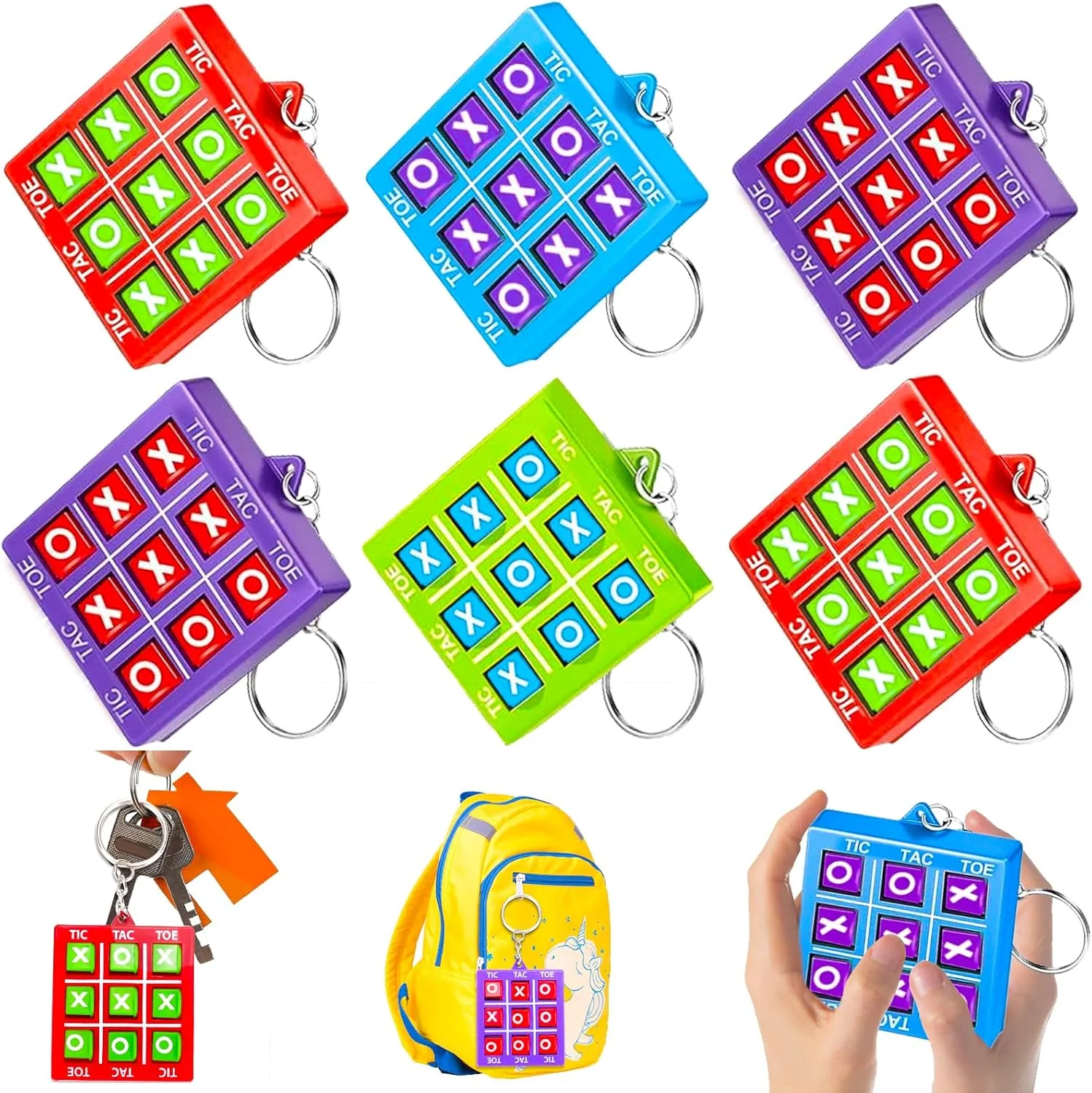 16 Pcs Tic Tac Toe Game Keychain Party Favors for Kids 4-8 8-12 Goodie Bags Stuffers Treasure Chest Prize Box Toys for Kids Classroom School Rewards Party Bags Birthday Return Gift Pinata Fillers Bulk