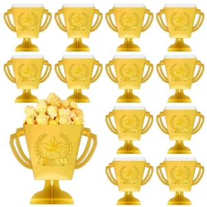16 Pcs Trophy Treat Boxes Popcorn Bags Trophy Snack Box 21.6 oz Popcorn Paper Buckets for Kids Adults Sport Rewards Party Supplies Decorations