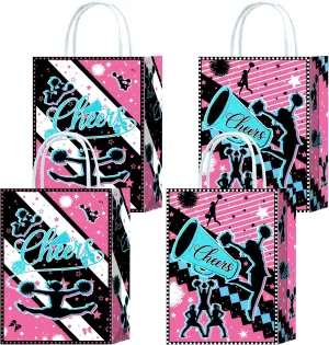 16-Piece Cheerleading Gymnastics Birthday Party Supply - Goodie Bags with Handles for Cheerleader Theme Party Decorations