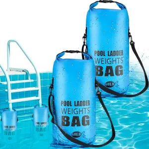 2 Pack 25L/60LB Pool Ladder Weights - 500D PVC Waterproof & No Broken Sand Bag with Handle, Above Ground Pool Accessories for Stairs Stabilizing
