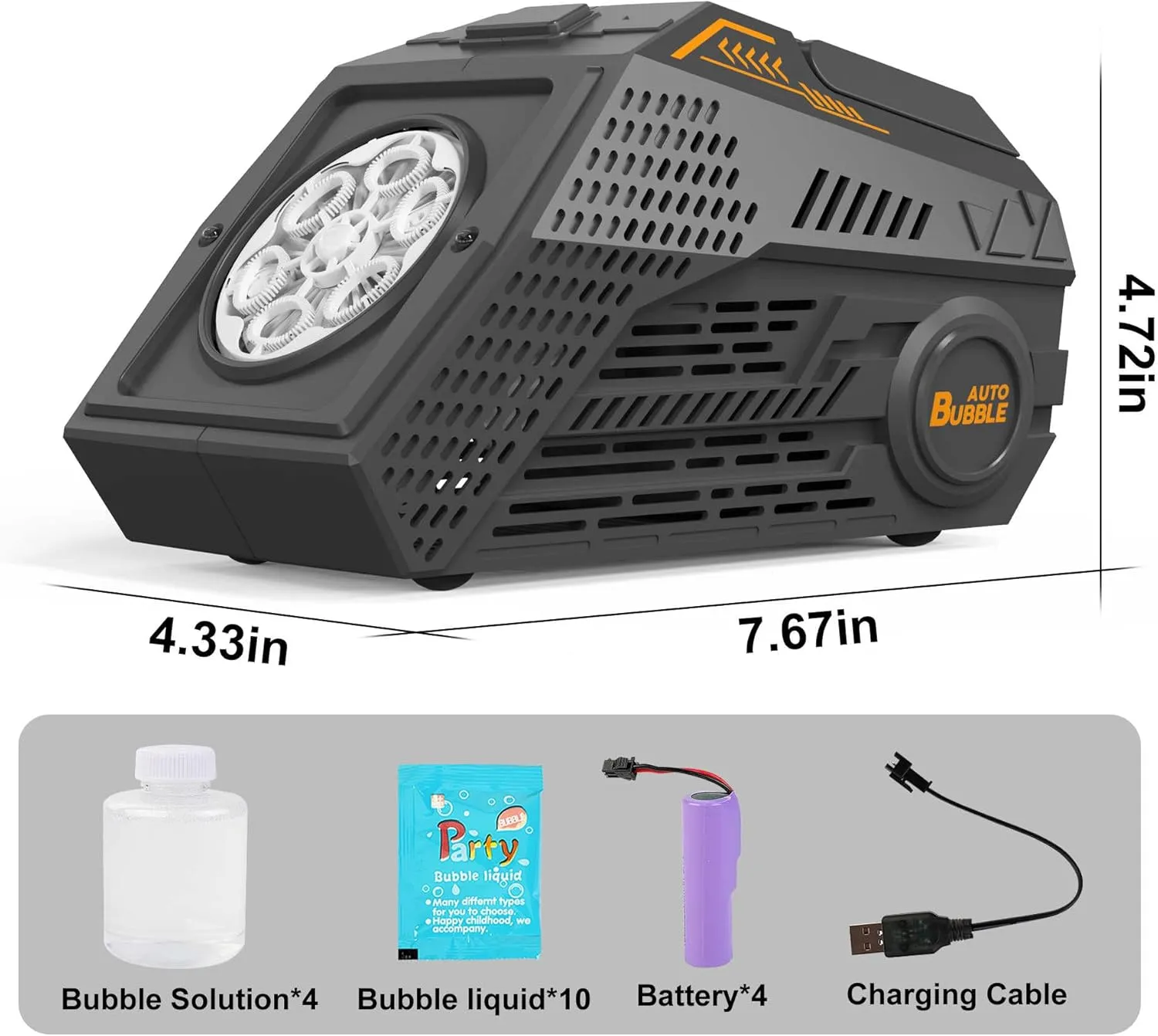 2-Pack Bubble Machine,Automatic Bubble Blower with 4 Rechargeable Batteries 20000  Big Bubbles Per Minute Toys for Kids Summer Outdoor Birthday Wedding Party(Black Black)