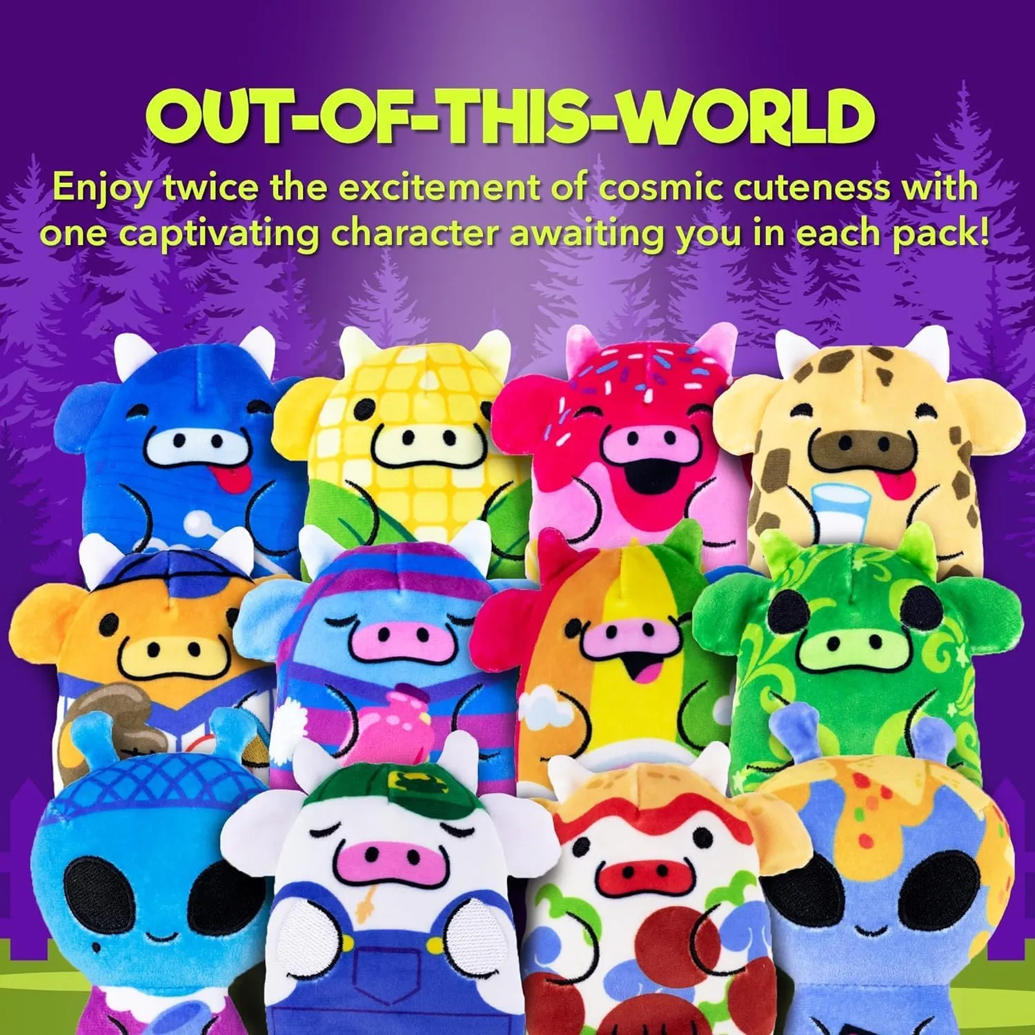 2 Pack - Mystery Bags for Boys and for Girls - Surprise Alien and Cow Plush - Stocking Stuffer of Collectible Bean Toys - Soft Bean-Filled Plushies - Mystery 2pk