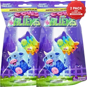 2 Pack - Mystery Bags for Boys and for Girls - Surprise Alien and Cow Plush - Stocking Stuffer of Collectible Bean Toys - Soft Bean-Filled Plushies - Mystery 2pk