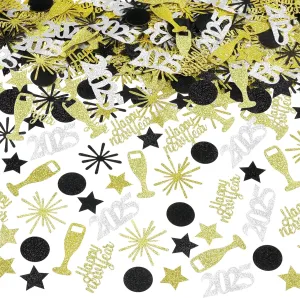 200Pcs Happy New Year Confetti New Years Eve Confetti 2025, New Years Table Confetti 2025 Happy New Year Table Confetti for Happy 2025 New Year Table Decorations