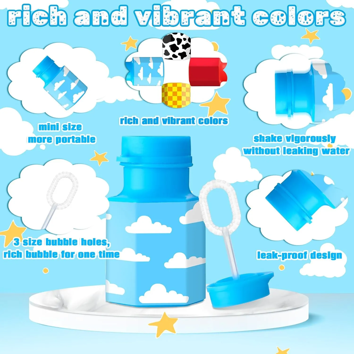 24 Pack Bulk Bubble Wands Cartoon Story Party Favors Toy Theme Birthday Party Supplies Cartoon Theme Birthday Party Goodie Bag Stuffers Supplies Decorations (Hexagon Bottles,Story)