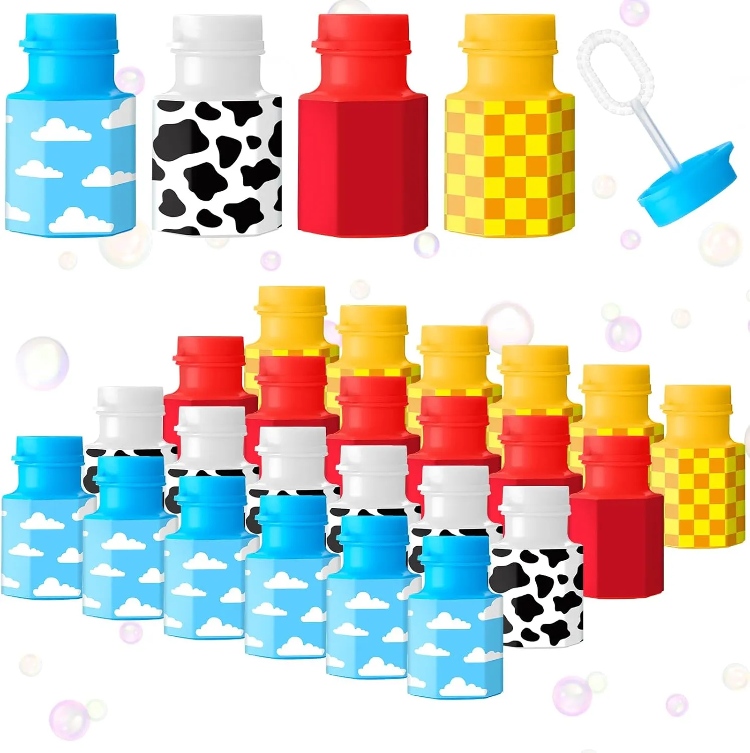 24 Pack Bulk Bubble Wands Cartoon Story Party Favors Toy Theme Birthday Party Supplies Cartoon Theme Birthday Party Goodie Bag Stuffers Supplies Decorations (Hexagon Bottles,Story)
