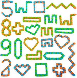 24 Pack Wacky Tracks Snap Click Toys for Party Favors, Snake Puzzles Fidget Bulk Toys for School Classroom Prize,Goodie Bag Stocking Stuffers, Birthday Christmas Valentine Gift for Kid Student