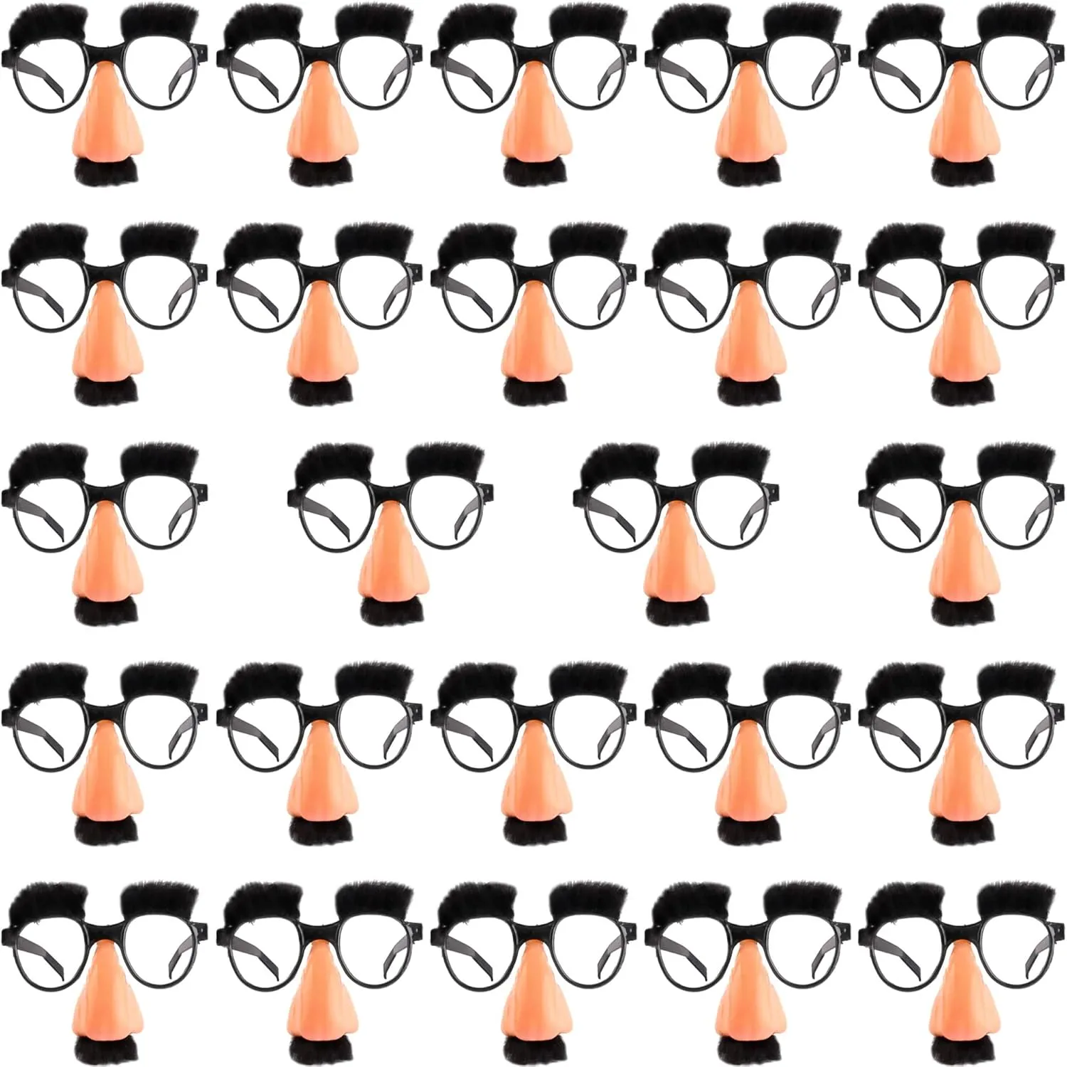24 Pcs Funny Disguise Glasses with Big Nose Novelty Disguise Eyeglasses with Eyebrows and Mustache for Halloween Cosplay Birthday Party Supplies