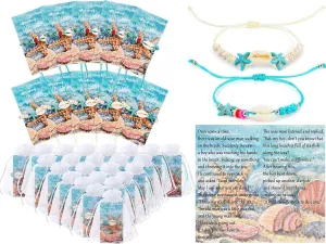 24 Set Starfish Story Gifts Bulk with 24 Sea Shell Bracelet Ankle 24 You Make a Difference Appreciation Card 24 Bags for Vet Tech Appreciation Nurse Medical Assistant