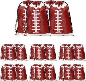 28 Pcs Football Drawstring Gift Bags Bulk 10 x 7 Inch Goodie Bags for Party Supplies Colorful Birthday Favor Bags