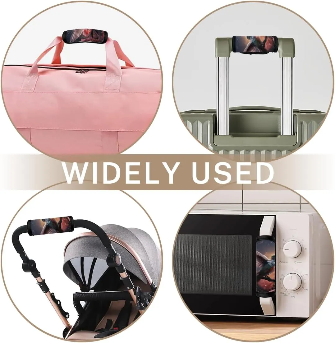 2Pcs Luggage Handle Wrap for Suitcase, Flower Bird Hummingbird Luggage Identifiers Travel Bag Wraps Suitcase Handle Protection Sleeve Cover