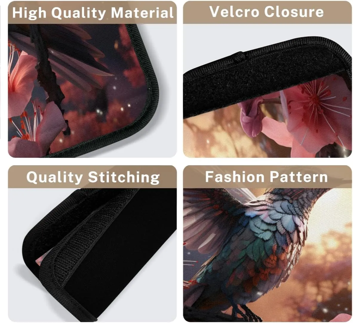 2Pcs Luggage Handle Wrap for Suitcase, Flower Bird Hummingbird Luggage Identifiers Travel Bag Wraps Suitcase Handle Protection Sleeve Cover