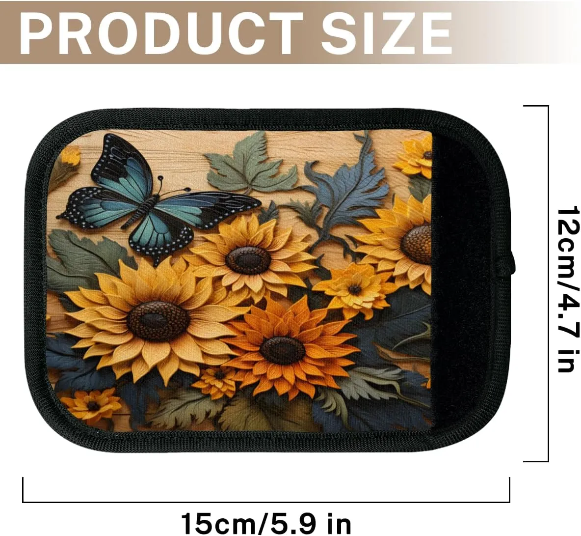 2Pcs Luggage Handle Wrap for Suitcase, Sunflower Butterfly Woodgrain Luggage Identifiers Travel Bag Wraps Suitcase Handle Protection Sleeve Cover