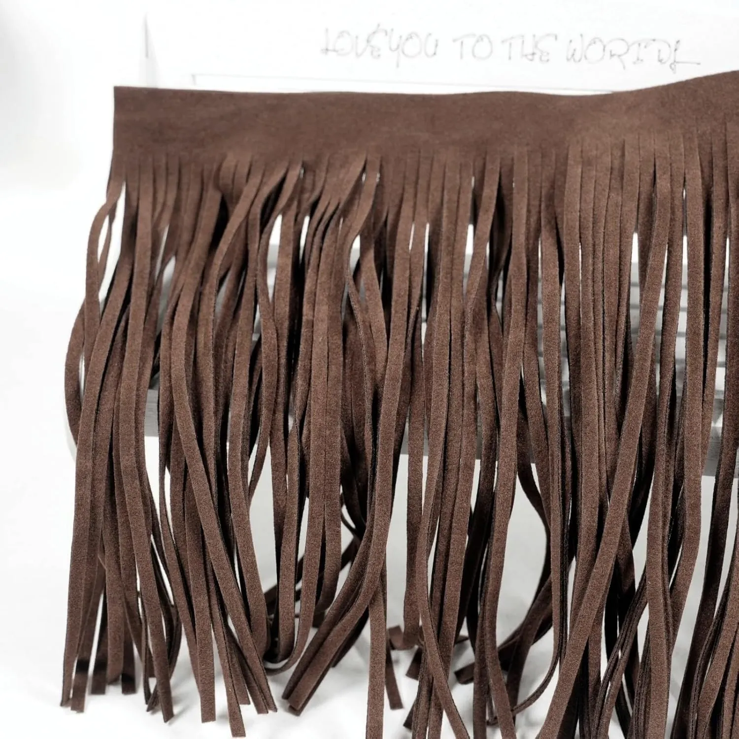 3 Yards 6 Inch Double Side Suede Tassel Fringe Trim, Faux Leather Fringe Trim for DIY Sewing Craft Garment Hem Accessories Handbag Boots Embellishment Decoration (Dark Brown)