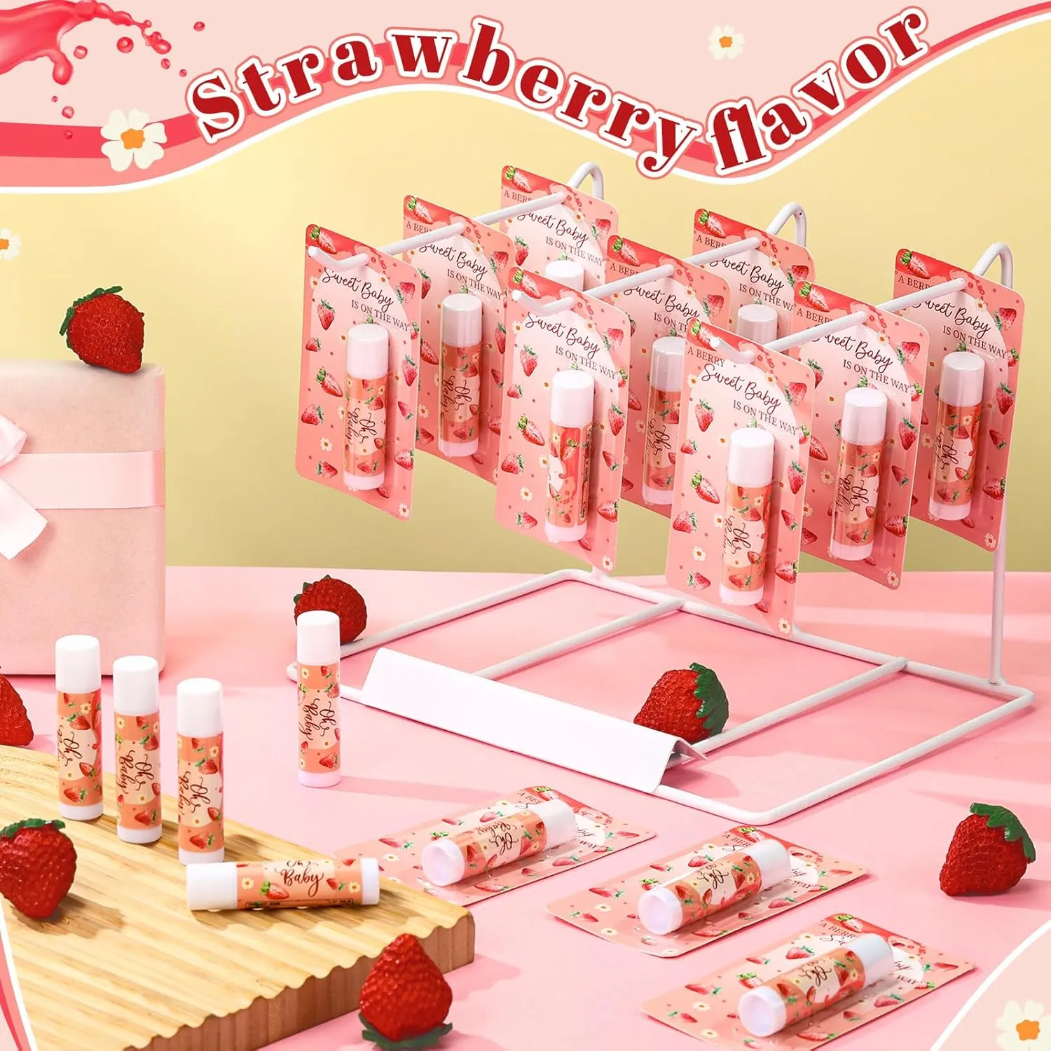 30 Pack a Sweet Strawberry Baby Shower Games Prizes Party Gifts Bulk Lip Balms Favors for Winners Adults Guests Gender Reveal Favors Decorations Baby Shower Souvenirs Gift Bags Stuffers