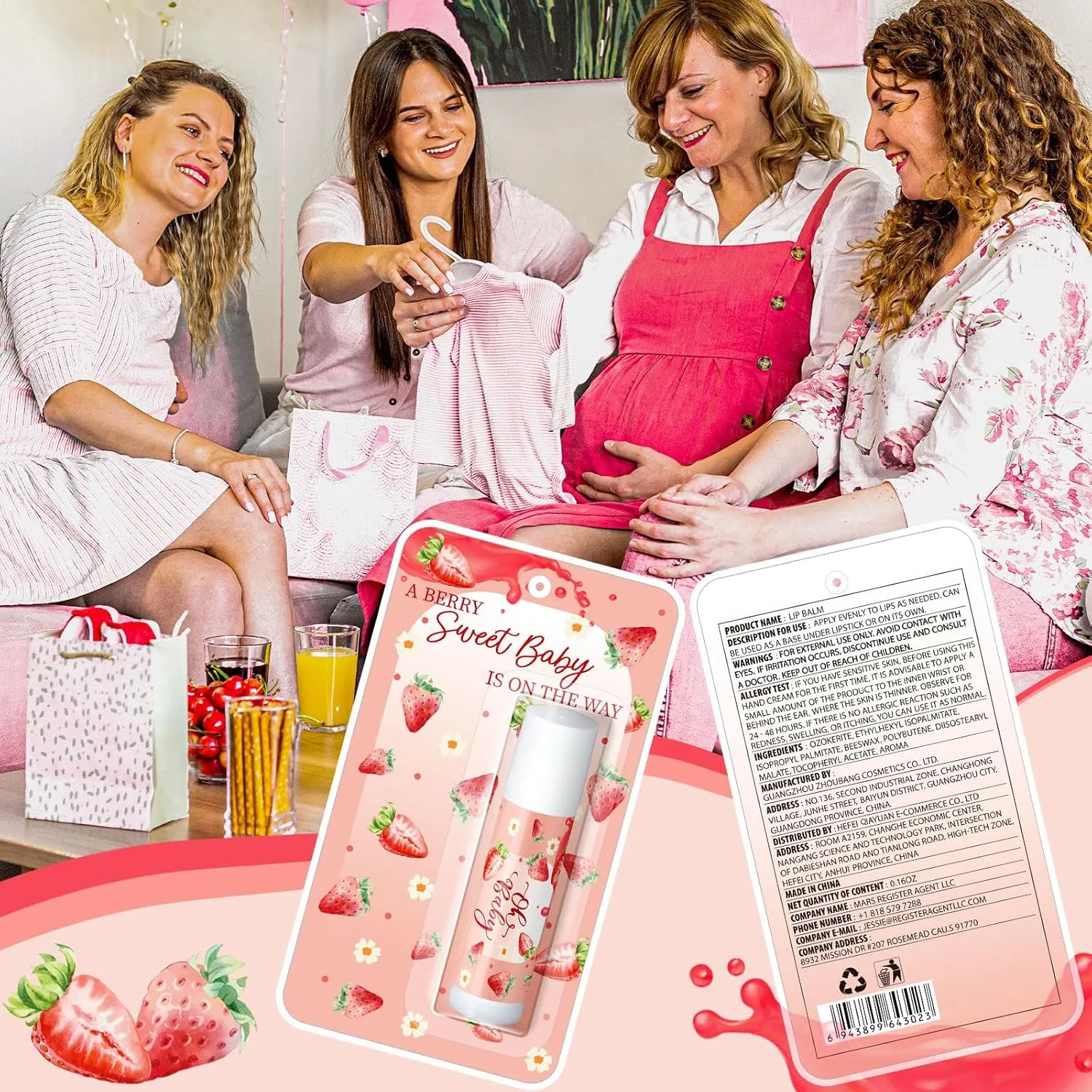 30 Pack a Sweet Strawberry Baby Shower Games Prizes Party Gifts Bulk Lip Balms Favors for Winners Adults Guests Gender Reveal Favors Decorations Baby Shower Souvenirs Gift Bags Stuffers
