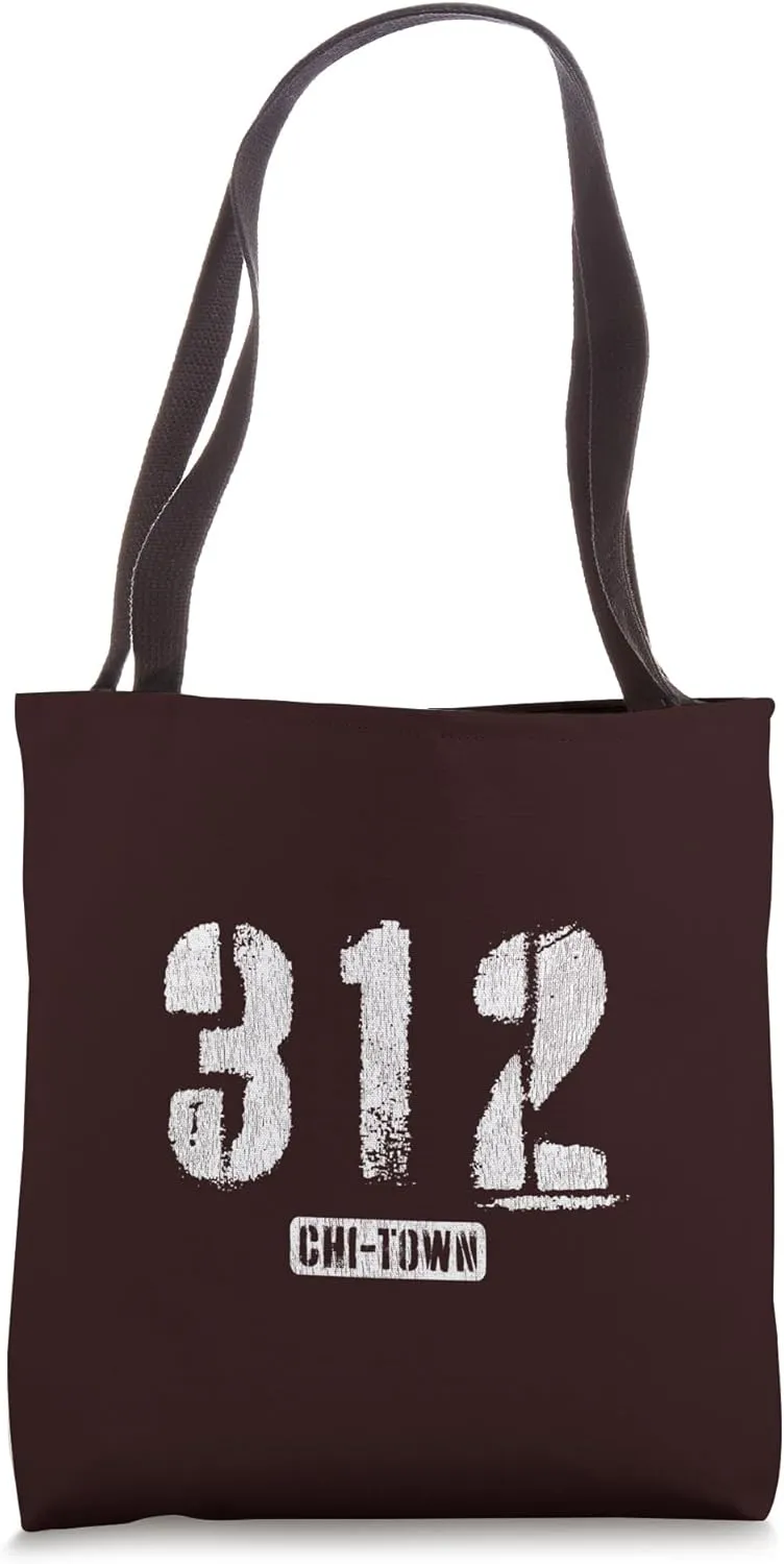 312 Chi-Town Chicago IL Rough Stencil Design With Details Tote Bag