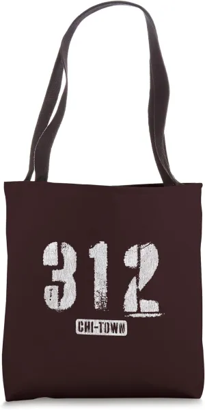 312 Chi-Town Chicago IL Rough Stencil Design With Details Tote Bag