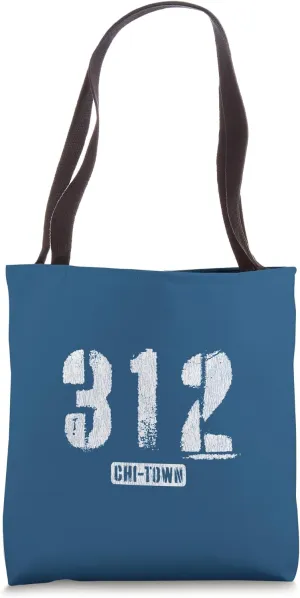 312 Chi-Town Chicago IL Rough Stencil Design With Details Tote Bag
