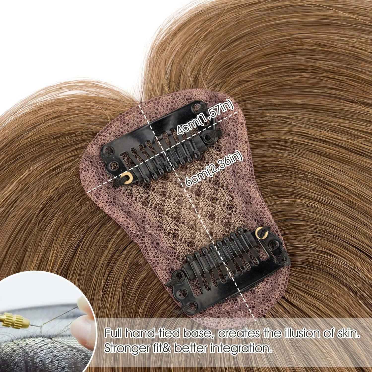 360° Cover Clip in Human Hair Topper for Women,Medium Brown Hair Toppers Hair Pieces for Daily Wear,Lightweight & Invisible(Medium Brown)