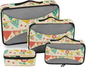 4 Pcs set organizer bags set Mesh Travel Essentials Colorful Flag in Bohemian Style portable compression packing