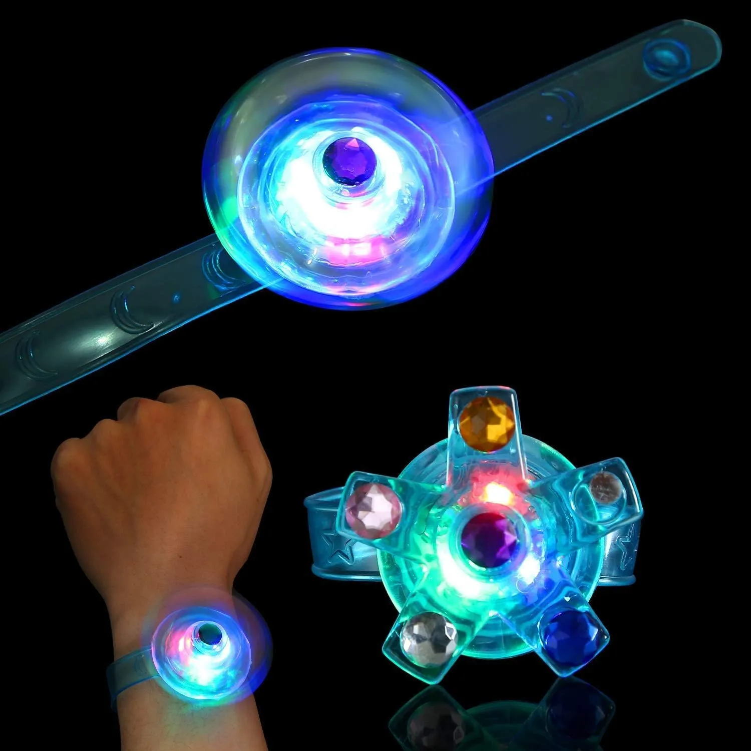 48 Pack LED Light Up Fidget Spinner Bracelets Party Favors for Kids 4-8 8-12, Glow in The Dark Party Supplies, Birthday Gifts, Treasure Box Toys, Goodie Bags Stuffers for Kids