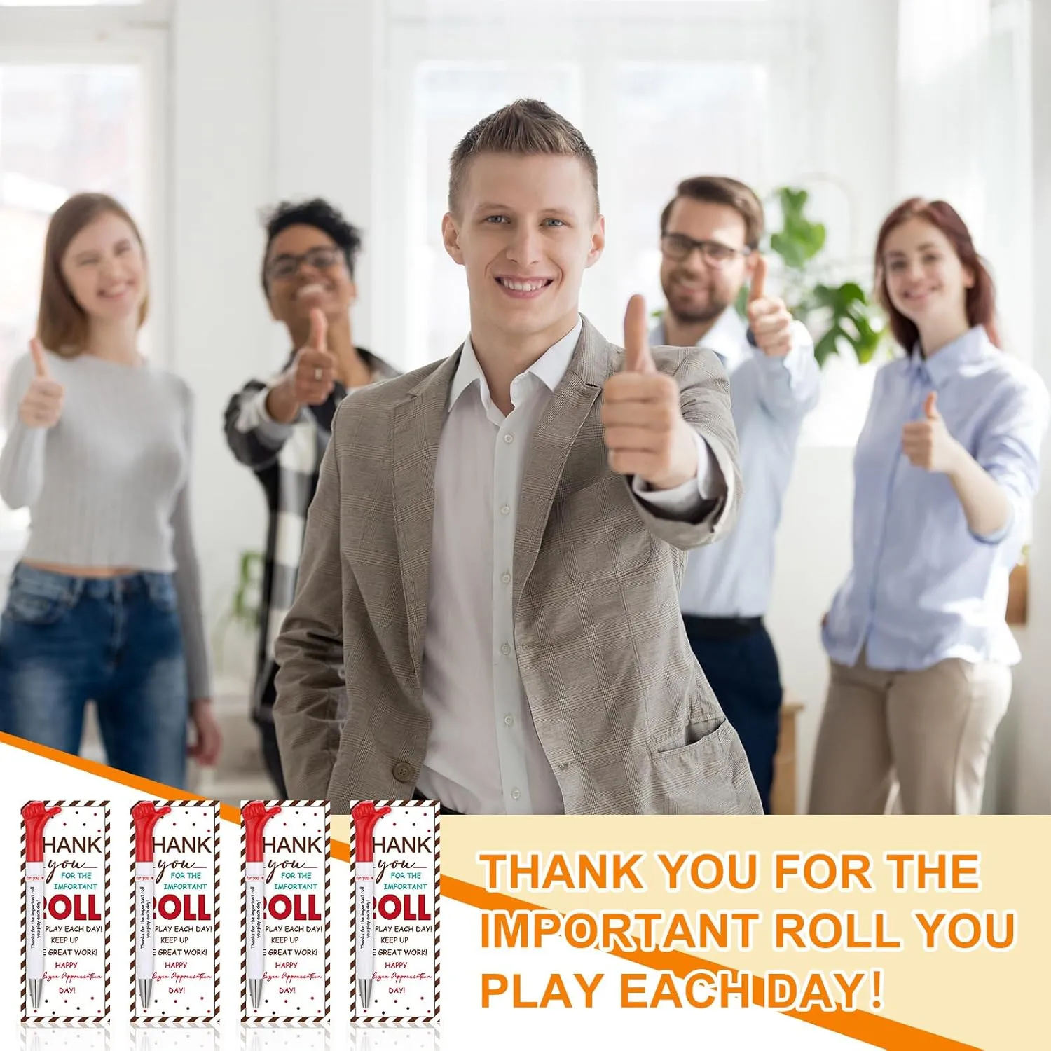 48 Sets Employee Appreciation Gifts Bulk Include Thumbs up Ballpoint Pens Thank You Card with Tie Thank You Gifts for Staff Coworkers Teachers Teem Volunteers Nurse