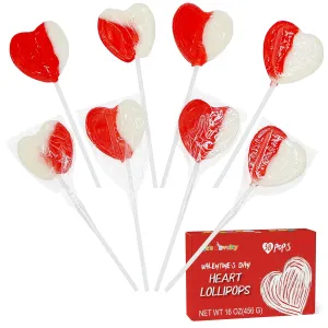 4E's Novelty 38 Pack Heart Shaped Lollipops, Strawberry and Cream Flavored, Individually Wrapped Valentines Suckers for Kids Adults Party Favors