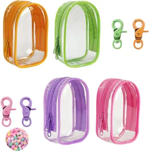 4Pcs Clear Figure Display Case with Keychain for Dolls Blind Box Keychain Pouch Display Carrying Bag Case for Mini Figure Doll Collectors (Vibrant‌, Cabin)