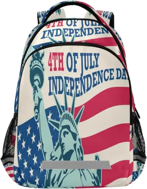 4th Of July Statu Of Liberty Backpack Patriotic American Flag Indepence Day Laptop Backpacks Book Bags Water Resistant Daypack Durable College Shoulder Bag Sports Travel Day Pack