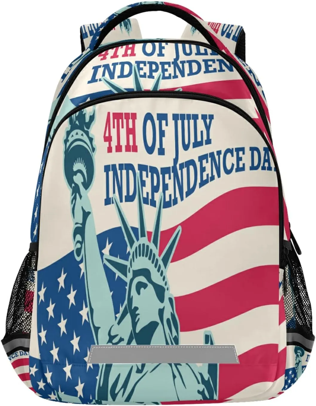 4th Of July Statu Of Liberty Backpack Patriotic American Flag Indepence Day Laptop Backpacks Book Bags Water Resistant Daypack Durable College Shoulder Bag Sports Travel Day Pack