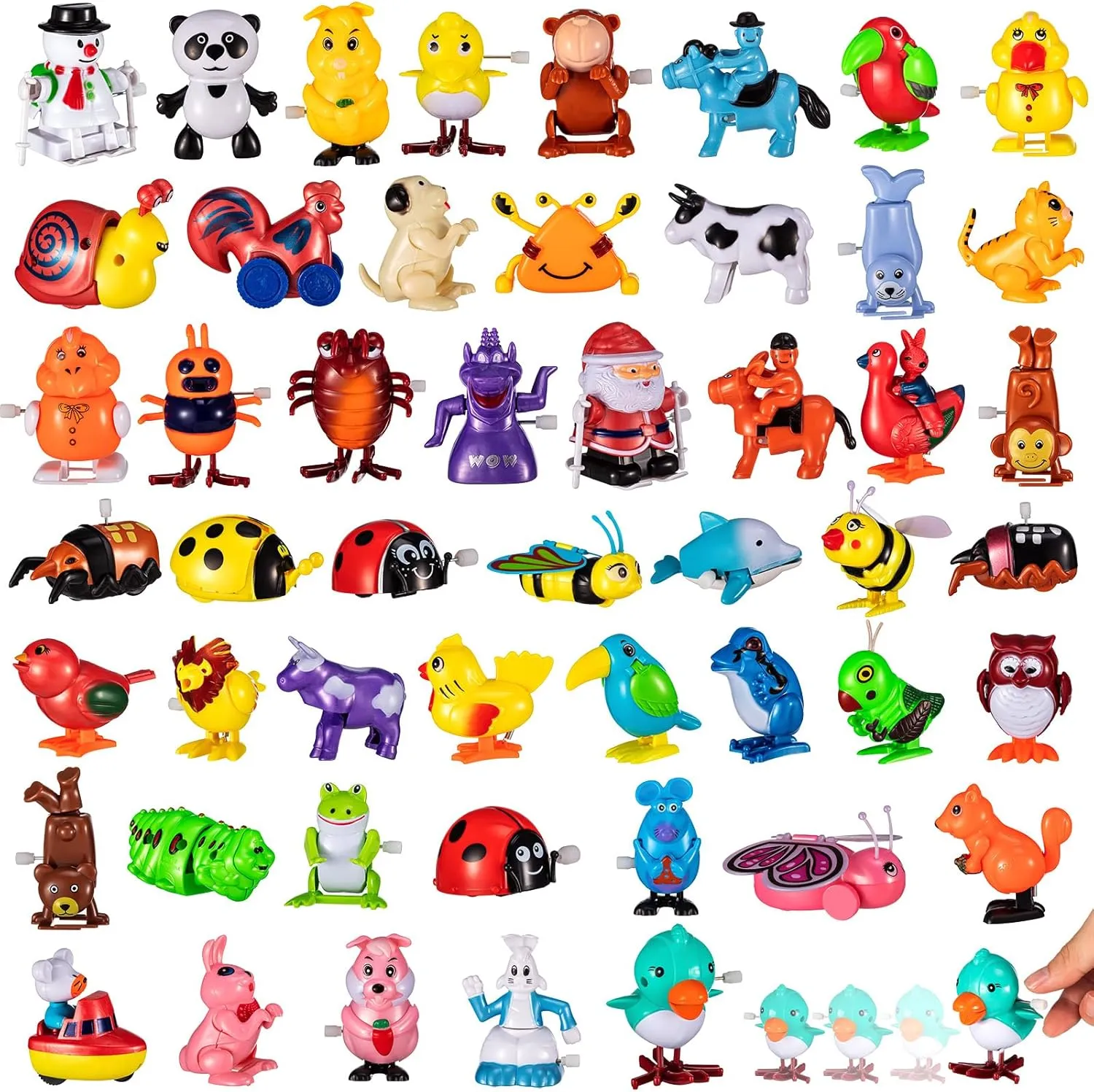 50 Pcs Assorted Animals Wind up Toys Flipping Walking Jumping Swimming Clockwork Toy for Birthday Party Favors Classroom Prizes Treasure Box Goodie Bags Piñata Filler