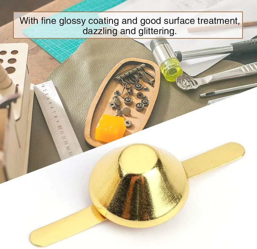 50Pcs 15mm Plate Bottom Stud Bag Feet Purse Handbag Cone Feet Nailheads for Leather Craft Supplies (15mm Gold)