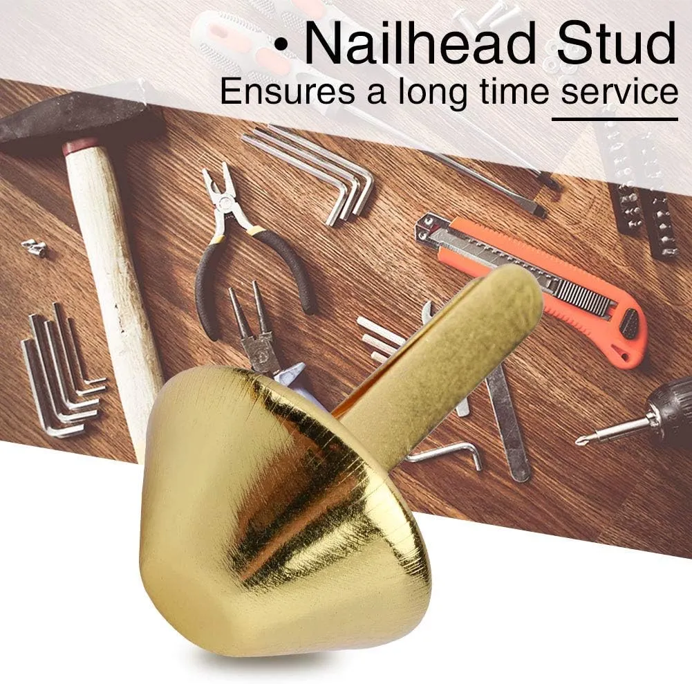 50Pcs 15mm Plate Bottom Stud Bag Feet Purse Handbag Cone Feet Nailheads for Leather Craft Supplies (15mm Gold)