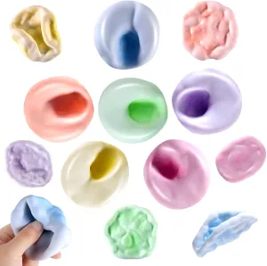 6 PCS Crunchy Squishies Sand Balls Stress Relief Rainbow Glutinous Balls Shapeable Vacuum Stress Ball Sensory Squeeze Sand Stress Relief Novelty Toys for Adults Kids