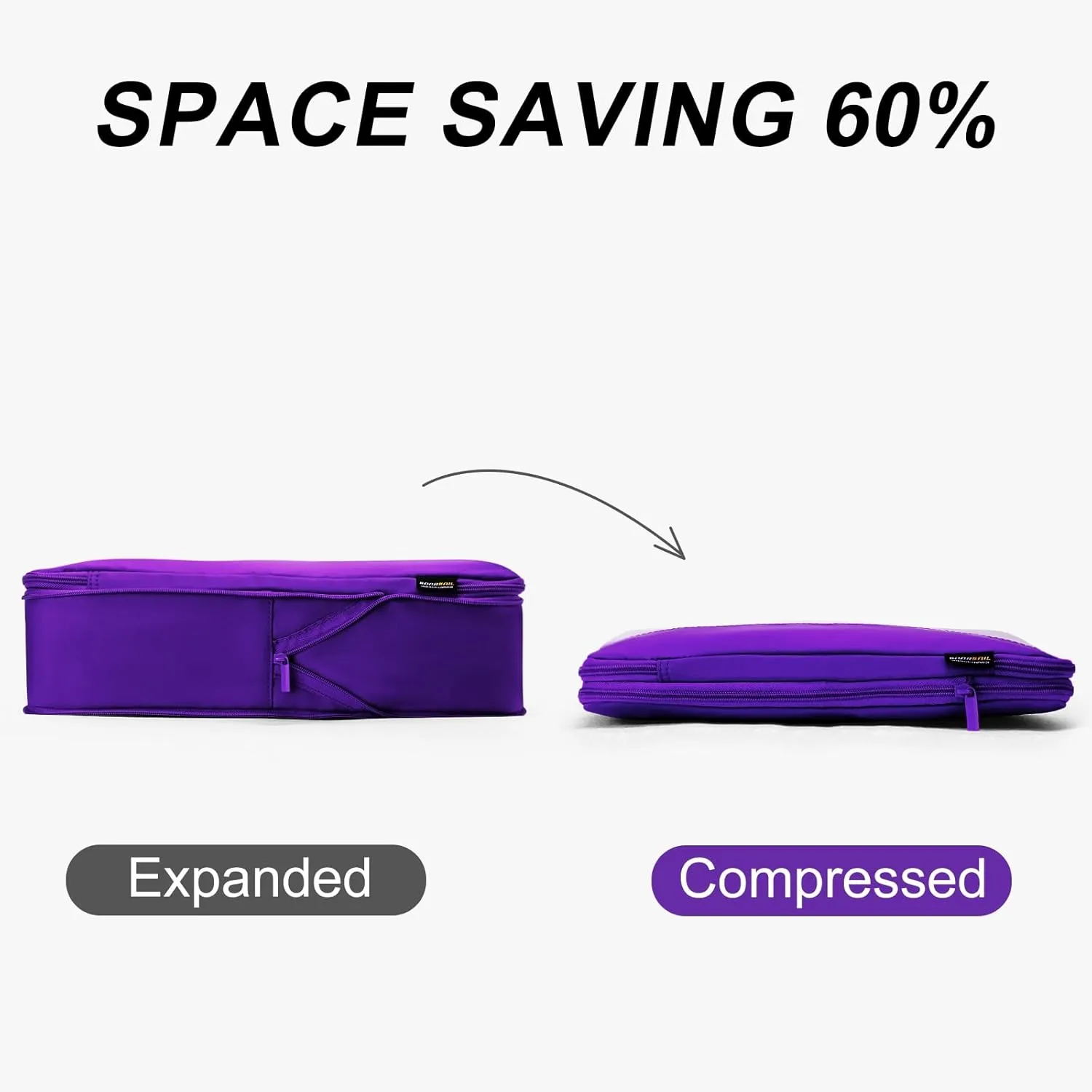 6 Set Compression Packing Cubes for Travel Essentials, Luggage Organizers for Carry on Suitcases, Space Saving Storage Bags (Bright Purple)