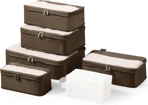 6 Set Compression Packing Cubes for Travel Essentials, Luggage Organizers for Carry on Suitcases, Space Saving Storage Bags (Charcoal Gray)